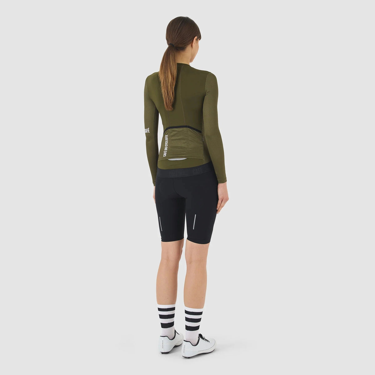 Maglia donna maniche lunghe Cafe du Cycliste Roxane - Verde - O