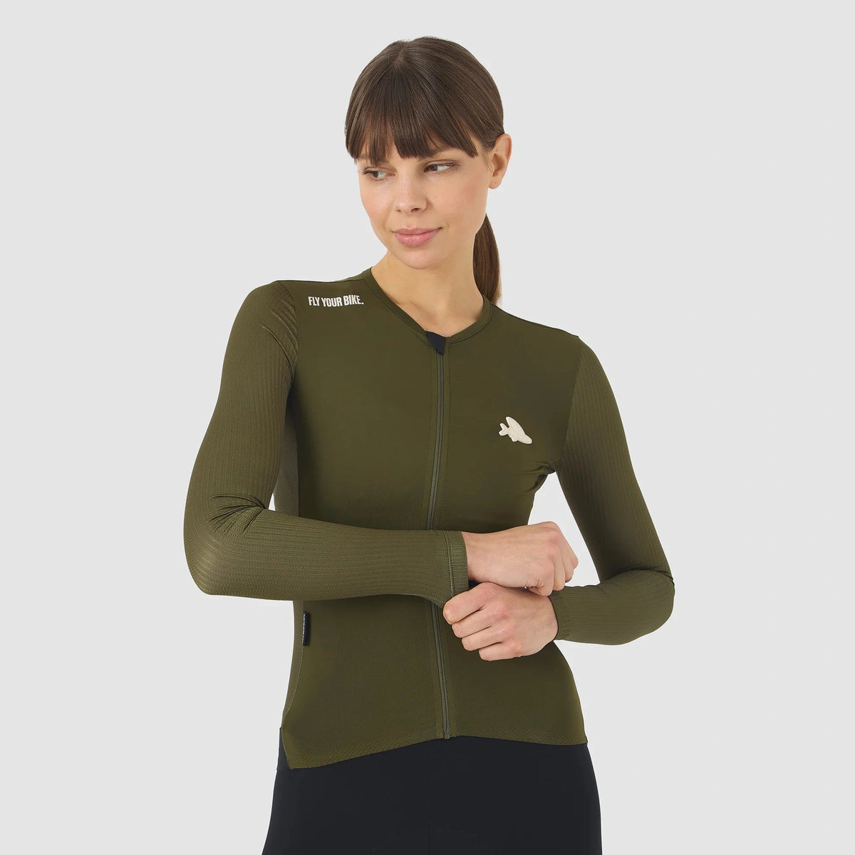 Maglia donna maniche lunghe Cafe du Cycliste Roxane - Verde - M