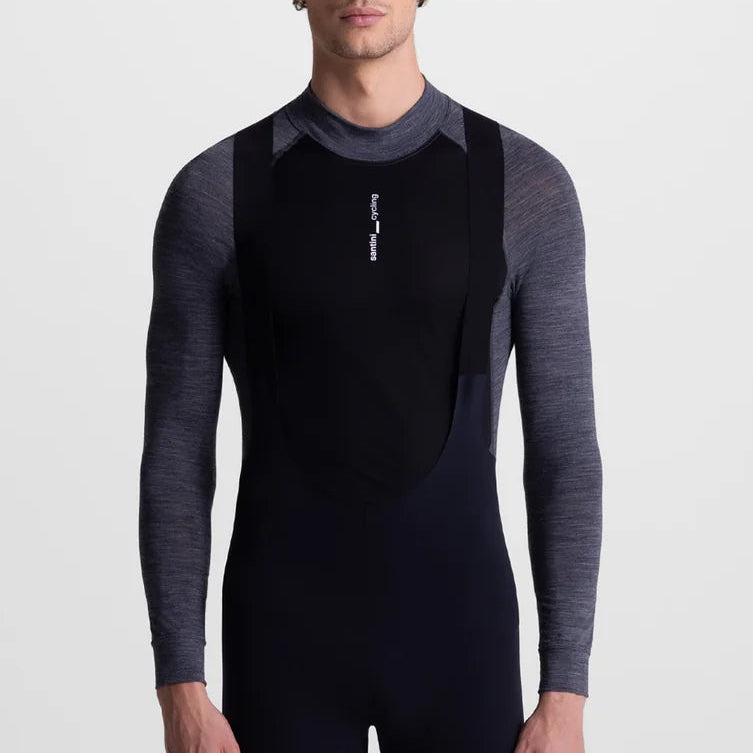 Maglia intima maniche lunghe Santini Power Shield RPM Wool - Nero