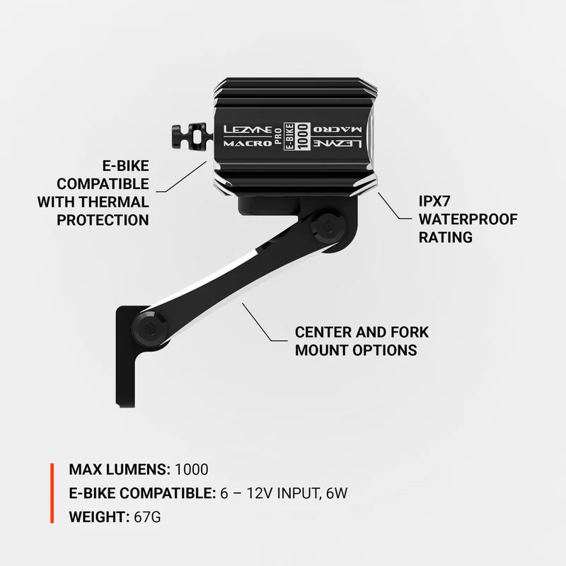 Luce anteriore Lezyne E-bike Macro Drive 1000 - Nero - G