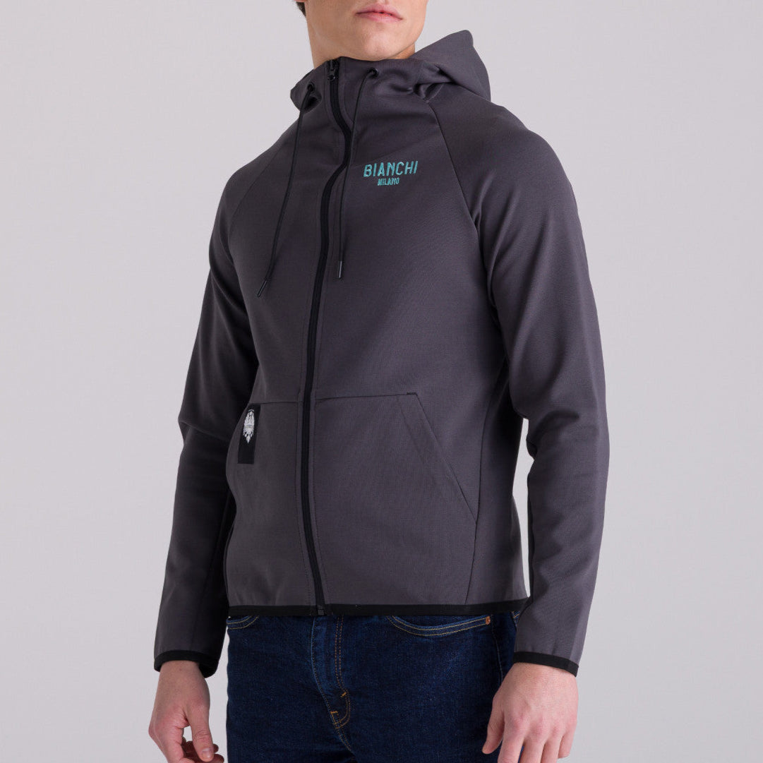 Felpa con cappuccio Bianchi Milano Fan - Grigio Santini