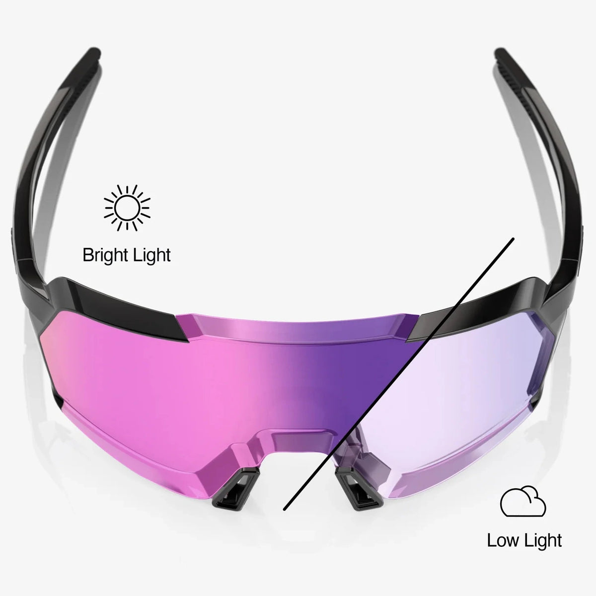 100% Korbin Brille - Gloss Black Purple Mirror Photochromic