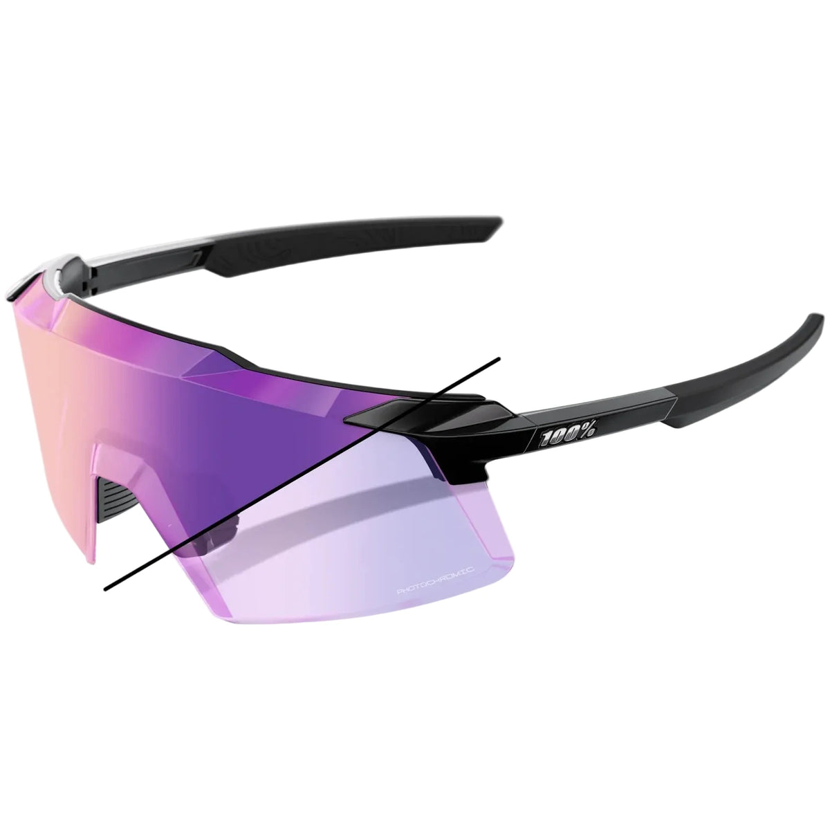 100% Aerocraft Brille - Gloss Black Purple Mirror Photochromic