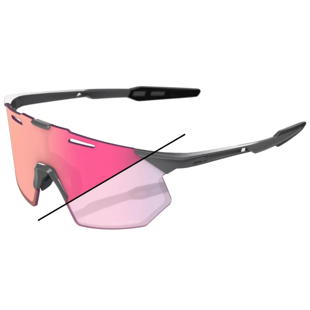 Lunettes 100% Hypercraft SQ - Gloss Light Grey Rose Gold Mirror Photochromic