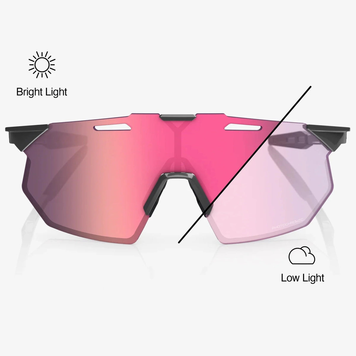Lunettes 100% Hypercraft SQ - Gloss Light Grey Rose Gold Mirror Photochromic