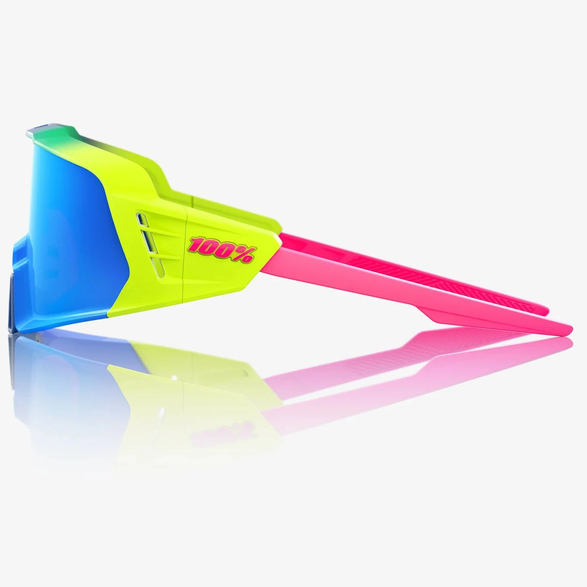 100% Korbin X Glasses - Satin Neon Blue Multilayer Mirror Lens