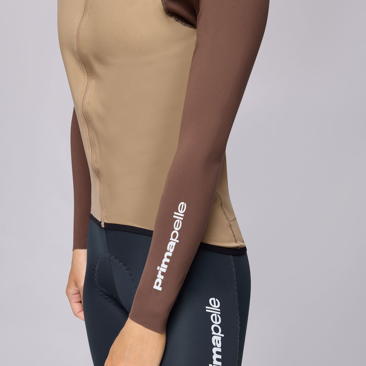 Maglia maniche lunghe Pissei Primapelle Bicolor - Argilla espresso