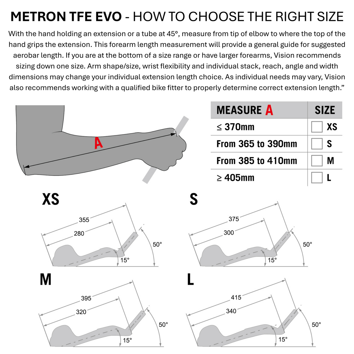 Prolunghe Vision Metron TFE EVO Extension L/R 300mm S size B6 Vision