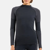 Maillot sous-vêtement femme manches longues Odlo Seamless Performance Wool - Noir