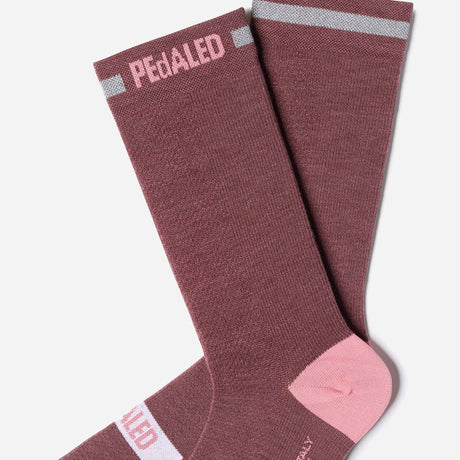 Pedaled Odyssey Merino Reflective Socks - Bordeaux