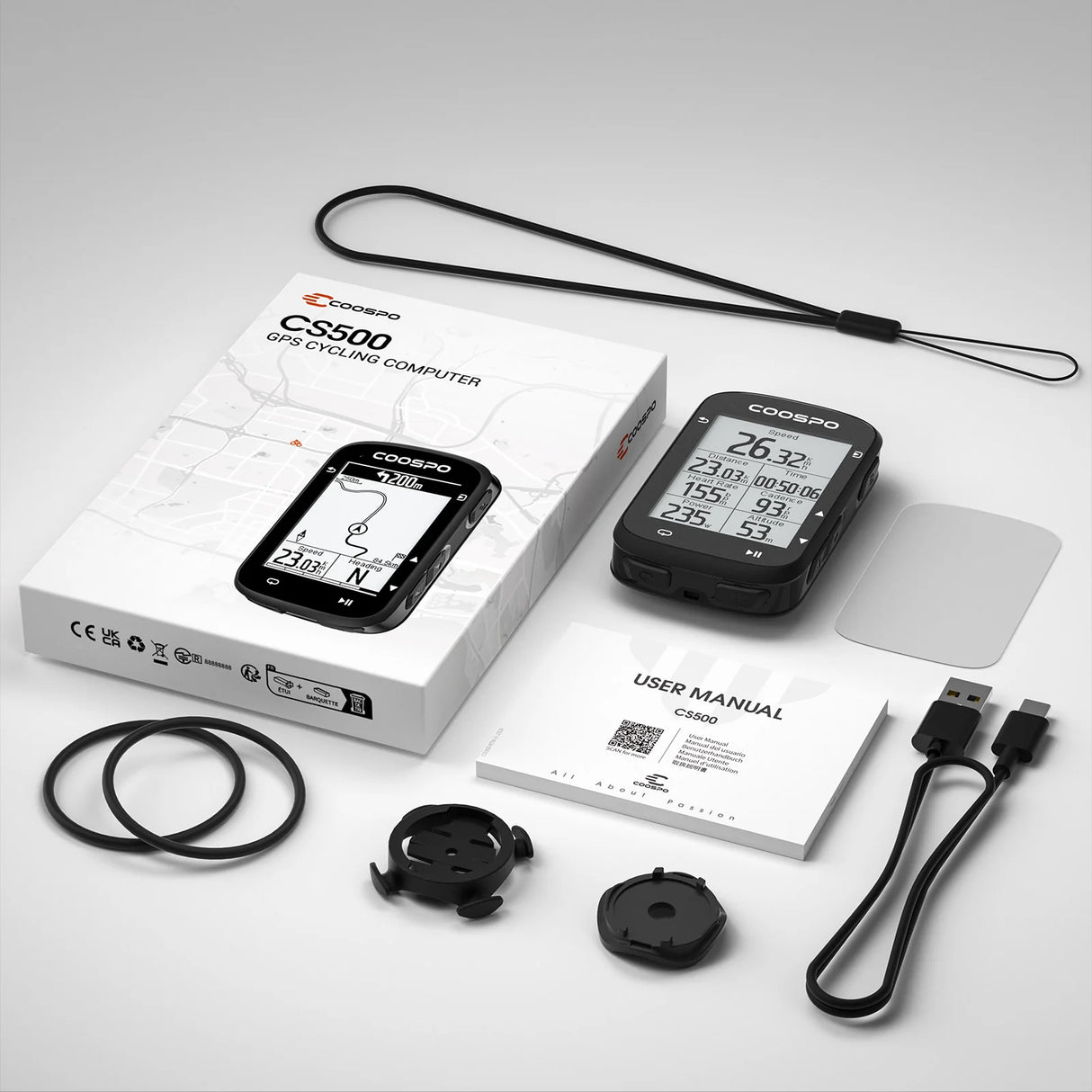 Coospo GPS CS500 Cycling Computer - Black