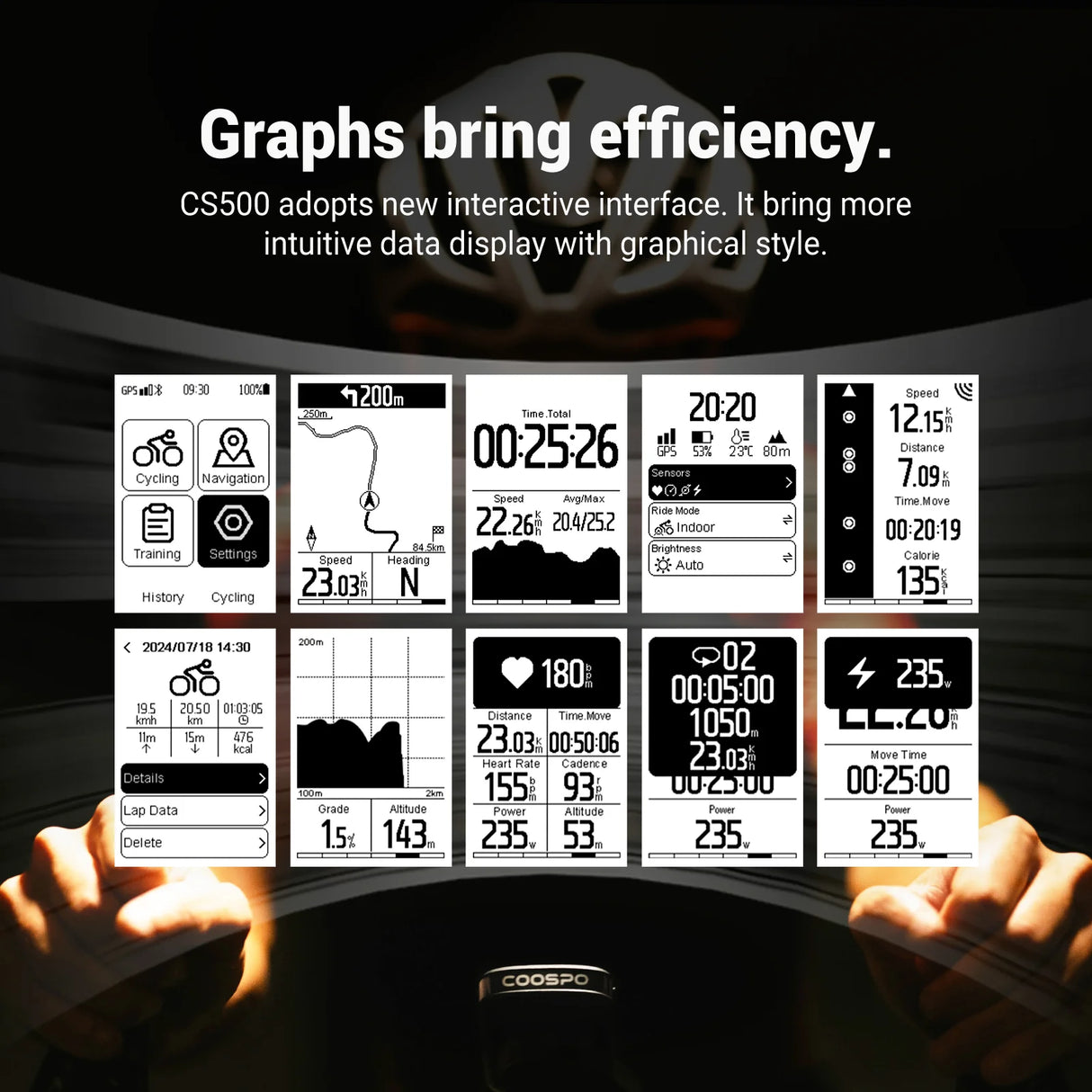 Coospo GPS CS500 Cycling Computer - Black