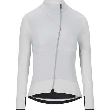 Chaqueta térmica Q36.5 para mujer gris claro, cremallera asimétrica y cuello alto