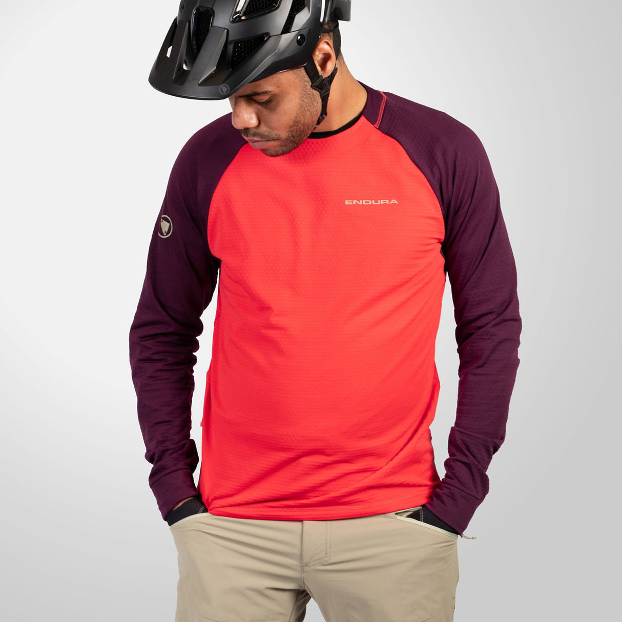 Maglia maniche lunghe Endura Singletrack Fleece - Rosso viola - I