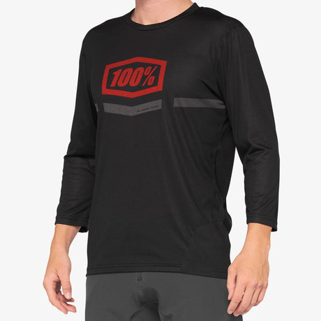 Maglia 100% Airmatic 3/4 - Nero rosso - L