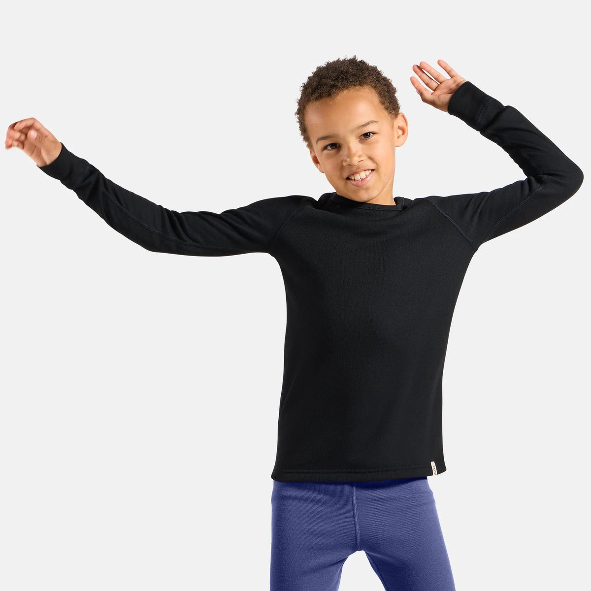 Maillot sous-vêtement enfant manches longues Odlo Active Warm - Noir
