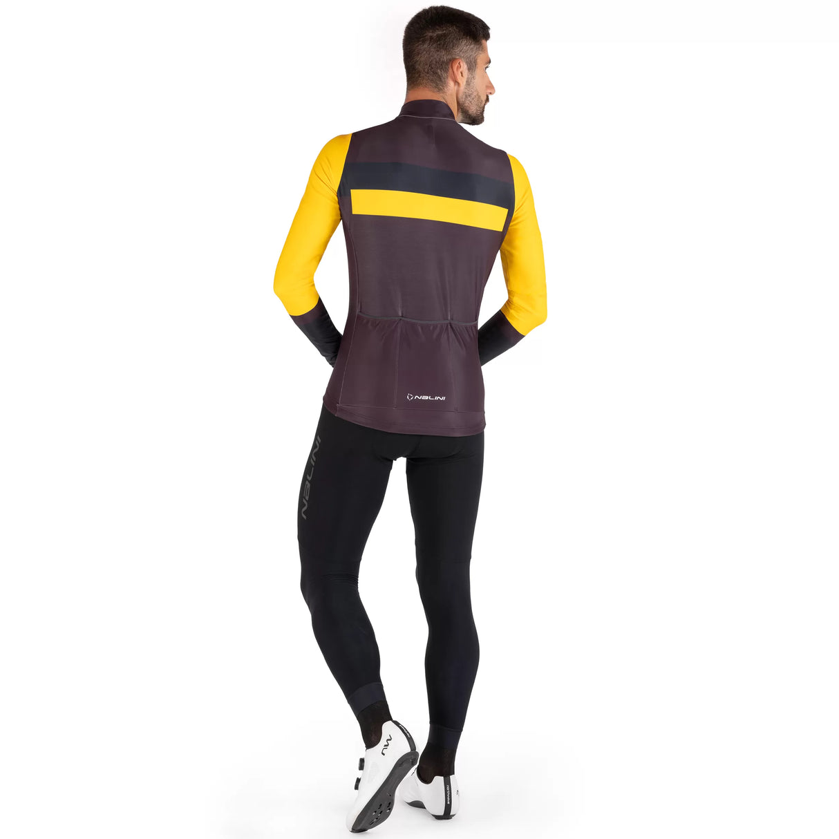 Maglia maniche lunghe Nalini Stelvio - Bordeaux giallo Nalini