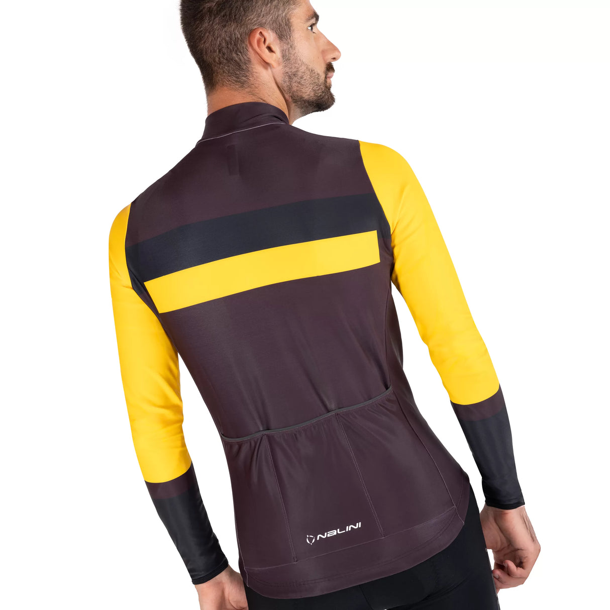 Maglia maniche lunghe Nalini Stelvio - Bordeaux giallo Nalini