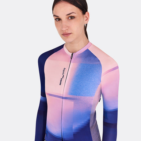 Maglia maniche lunghe Santini Luce - Rosa blu - L
