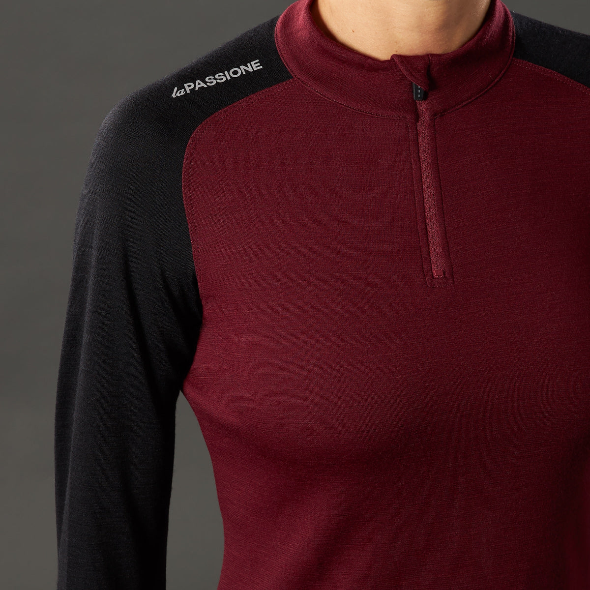 Maglia maniche lunghe donna La Passione Leaf Midweight - Bordeaux La Passione