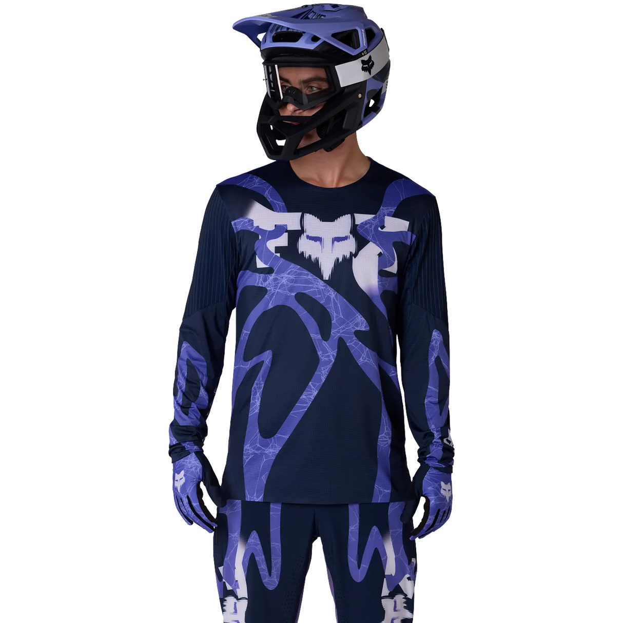 Maglia maniche lunghe mtb Fox Flexair Diffuse - Viola Fox