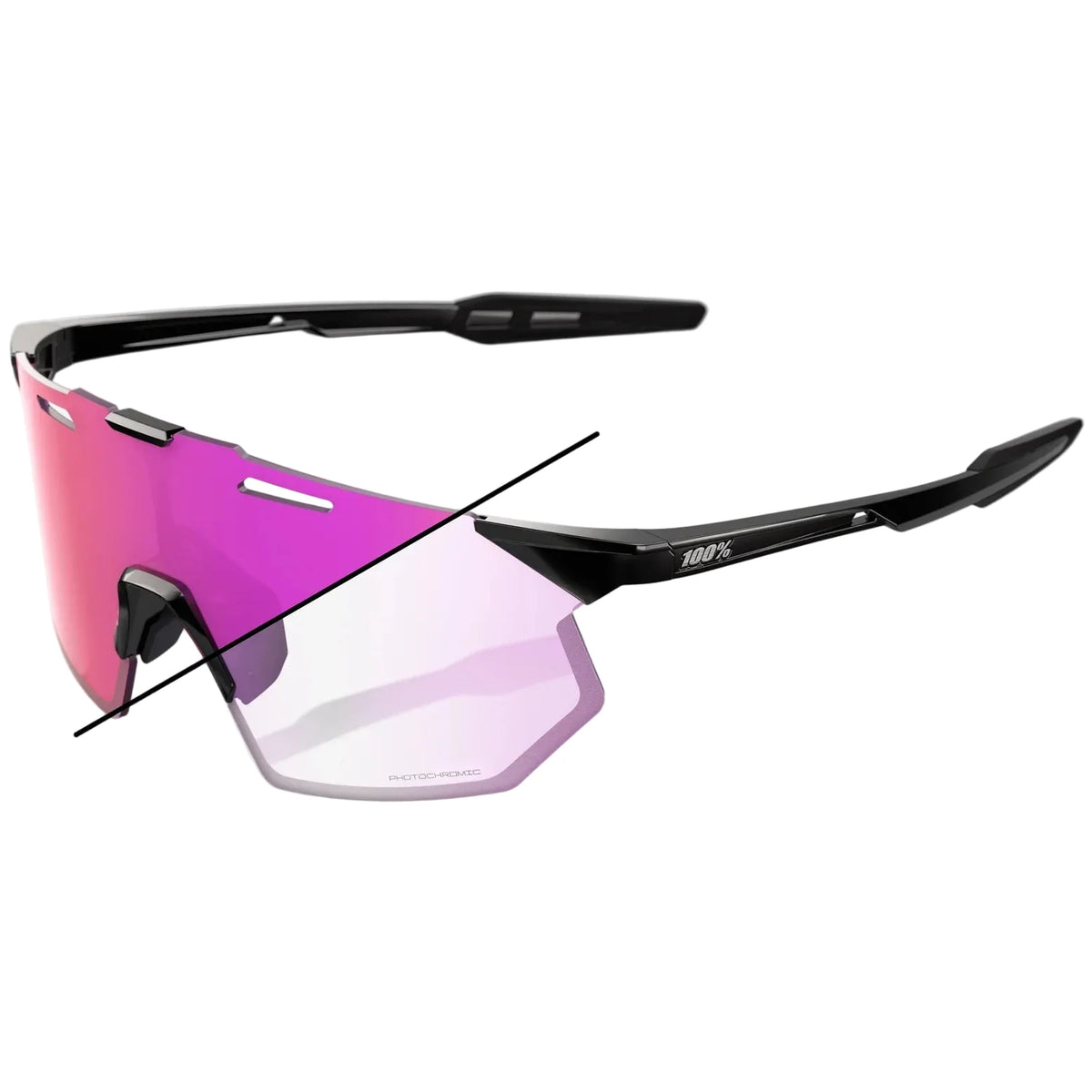Occhiali 100% Hypercraft SQ - Gloss Black Photochromic Purple Mirror 100percent