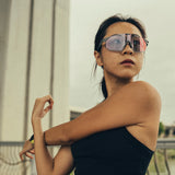 Lunettes 100% Hypercraft SQ - Gloss Light Grey Rose Gold Mirror Photochromic