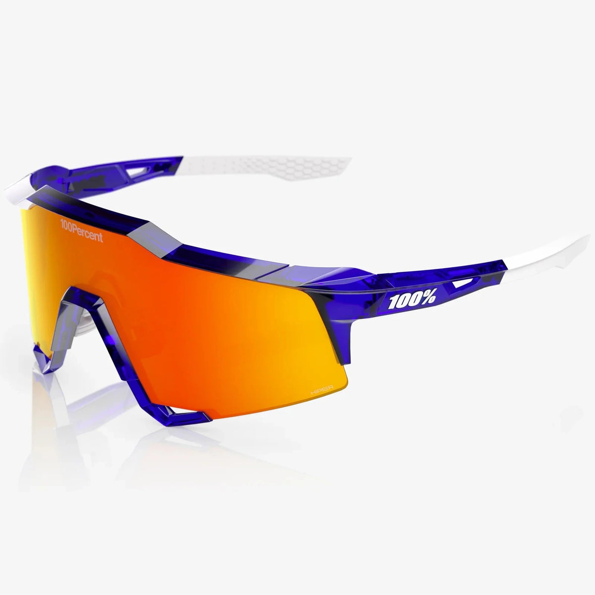 100% Speedcraft Sunglasses - MLB Authentic Polished Translucent BlueHiPER® Red Mirror
