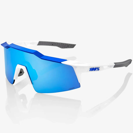 Occhiali 100% Speedcraft SL - Matte White Metallic Blue HiPER Blue Mirror 100percent