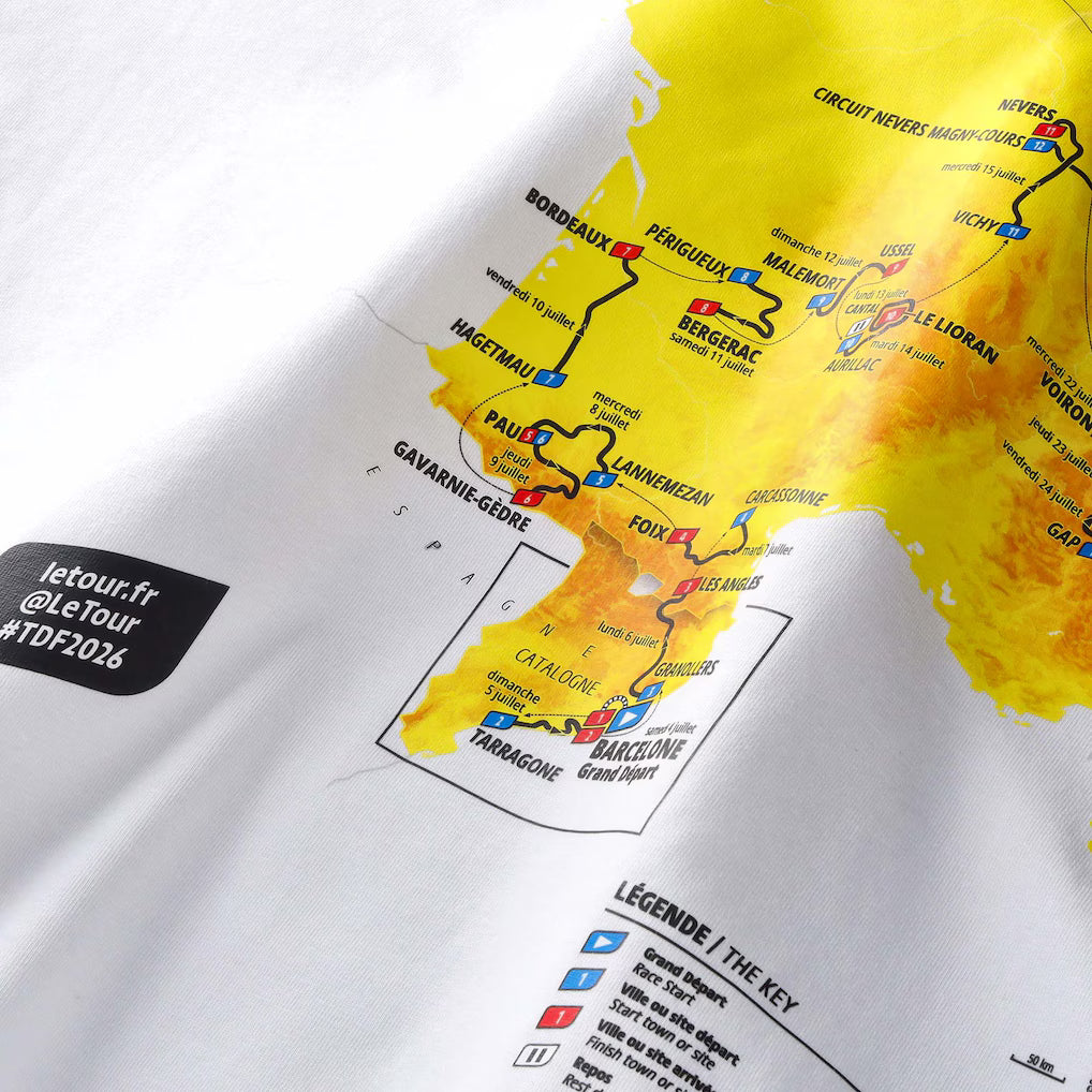T-Shirt Tour de France Parcours 2026 - Bianco Tour de France