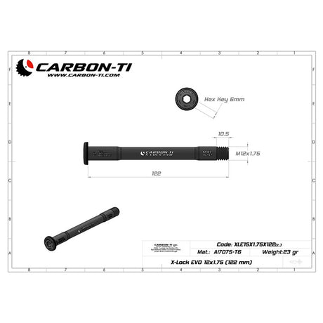 Perno passante Carbon-Ti X-Lock EVO 12x1.75 - 122 mm - E