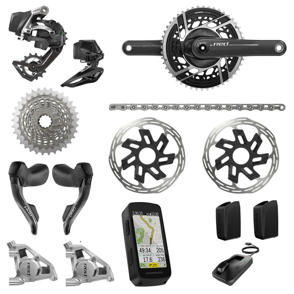 Gruppo SRAM RED AXS E1 Hammerhead 10/30T - 50/37D Power Meter - F