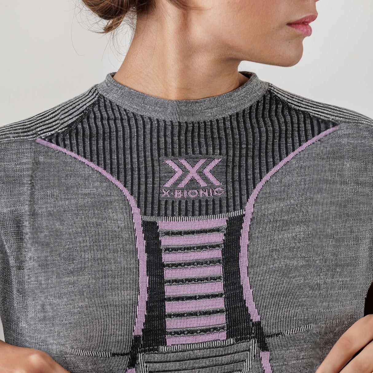 Maglia intima maniche lunghe donna X-Bionic Apani Merino 4.0 - Grigio rosa - C
