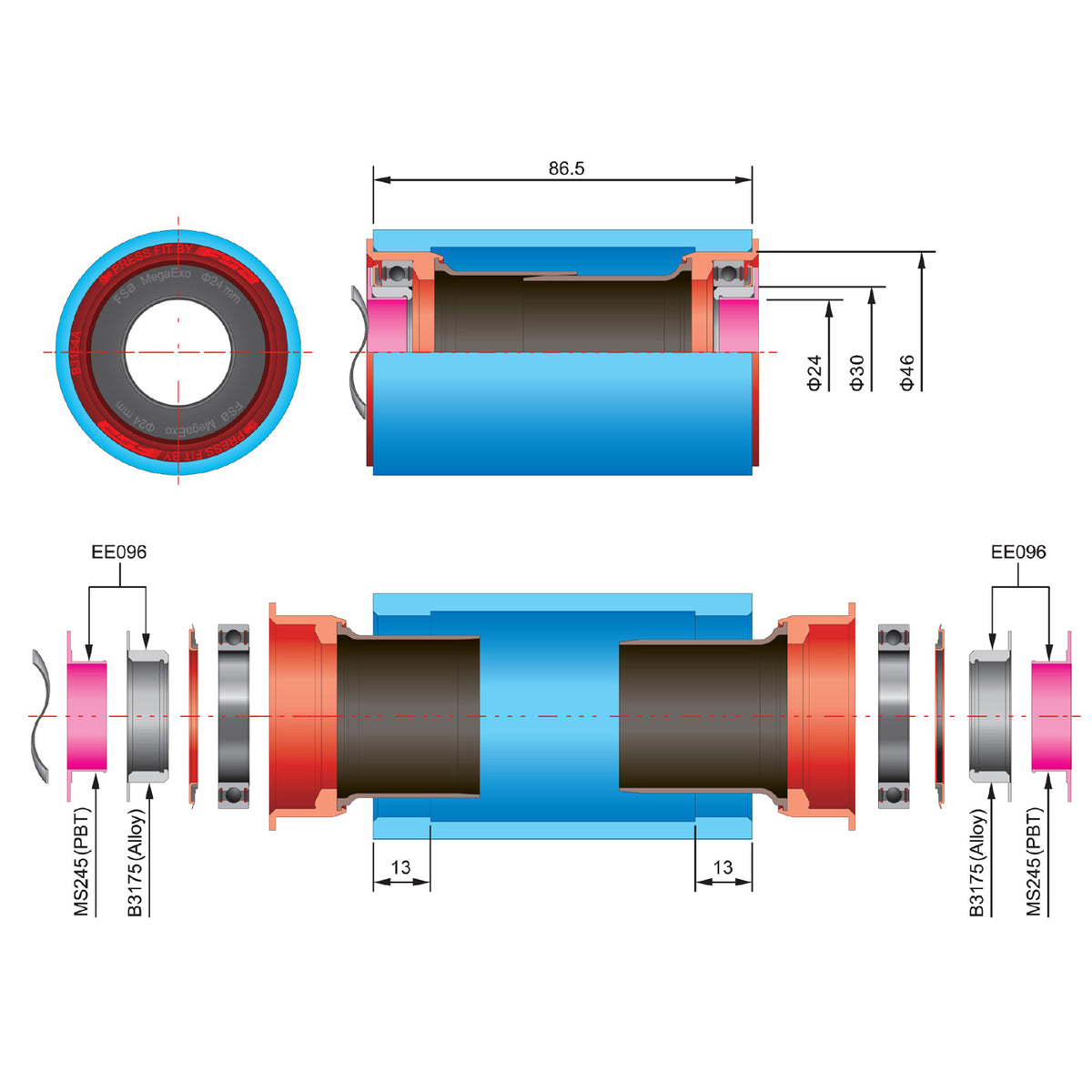 Adattatore FSA da BB30 a 24mm - EE085 - E
