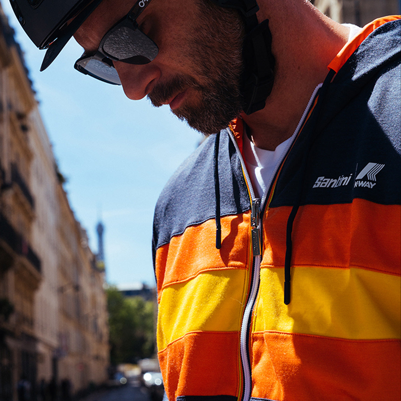 Giacca antivento reversibile Santini x K-WAY - Blu - B